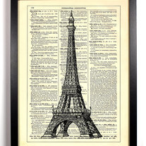 Image of Eiffel Tower, Paris, Vintage Dictionary Print, 8 x 10