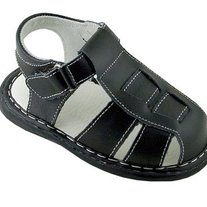 Wee Squeak Black Fisherman Sandal