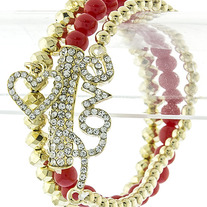 Red & Gold Love Stack Bracelets