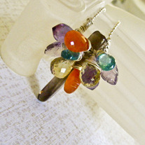 Flowers, onna Stick Gemstone Pendant Necklace