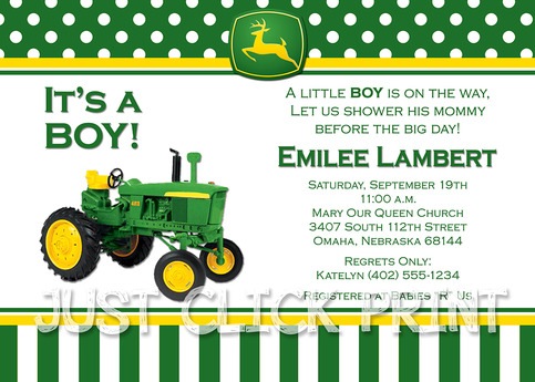 John Deere Inspired Birthday Photo Invitation Printable 183 Just Click Print 183 Online Store Uprint Templates