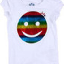 Juicy Couture White T-Shirt W/ Rainbow Smiley Face