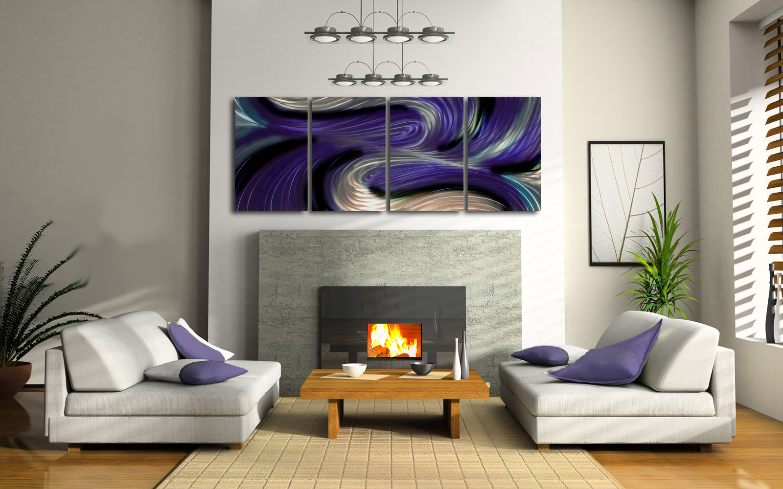 Echo Purple Abstract Metal Wall Art Contemporary Modern Decor