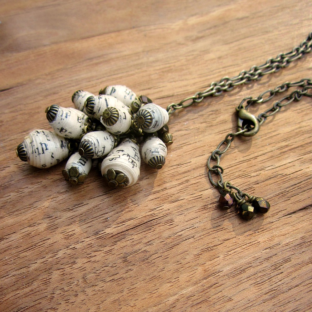 muse Vintage Book Salvaged Paper Beads 30 pcs MADE TO ORDER Online