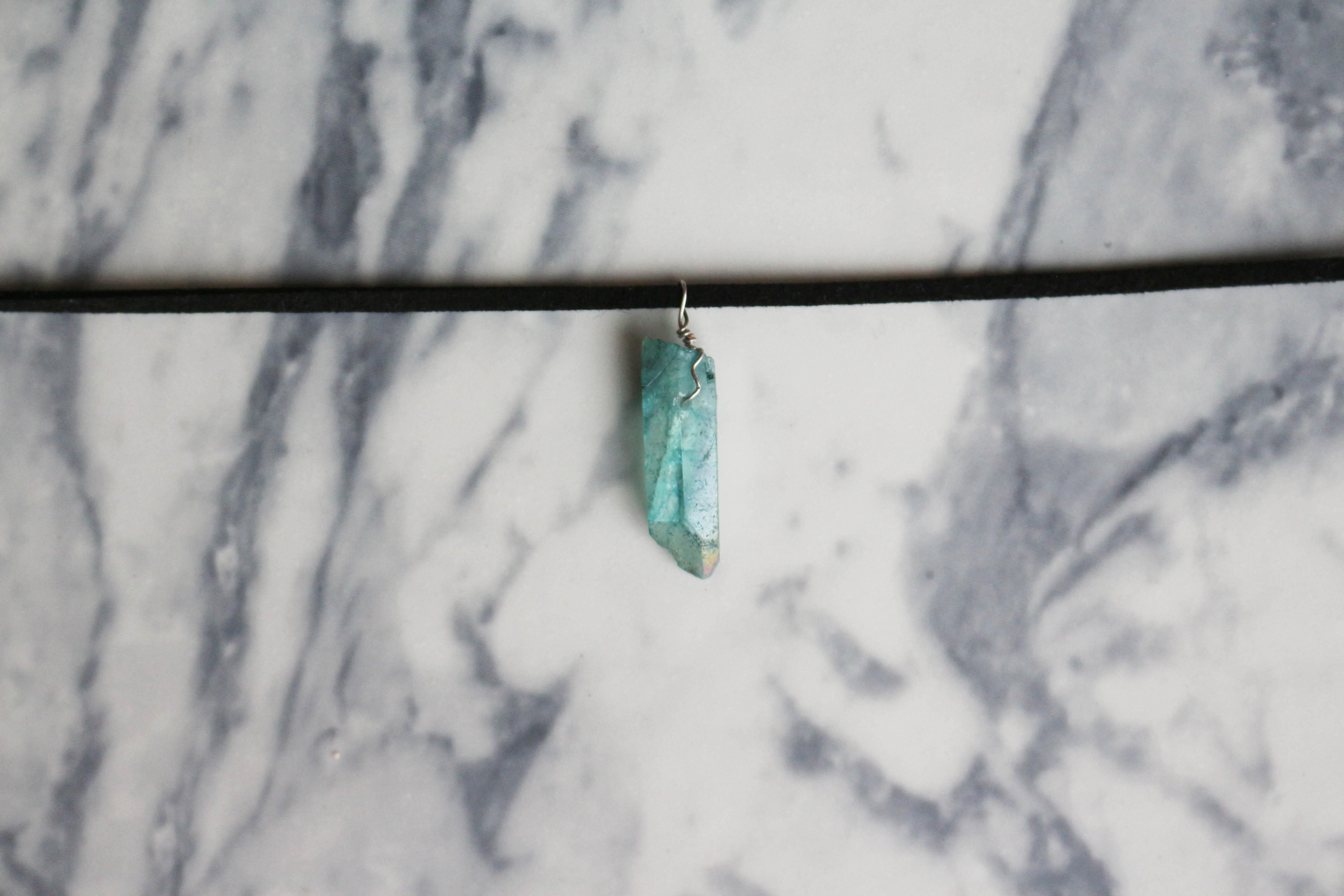 Green crystal stone silver choker on Storenvy