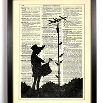 Image of Banksy Power Line Garden, Vintage Dictionary, 8 x 10