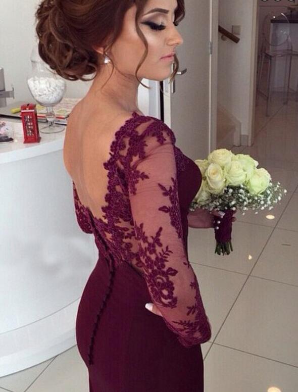 Red Long Sleeve Prom Dress