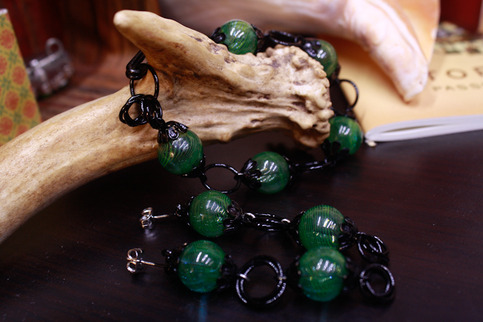 Green Lantern Bracelet and Earring Set