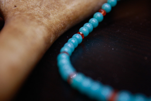 Turquoise and Orange Quartz Simple Necklace