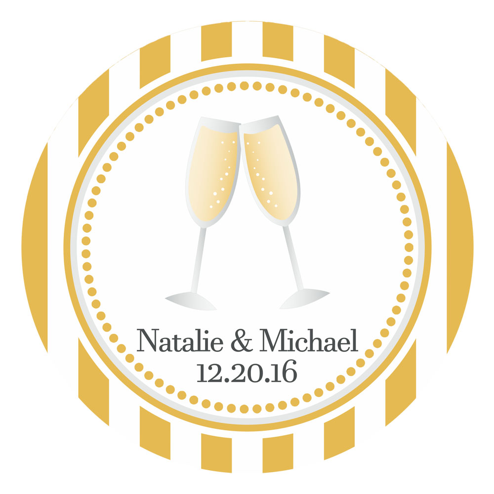 Champagne Glasses Wedding Stickers Personalized · Adorebynat · Online