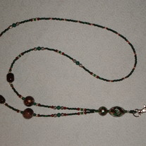 Beaded Lanyard Green/Silver/Brown