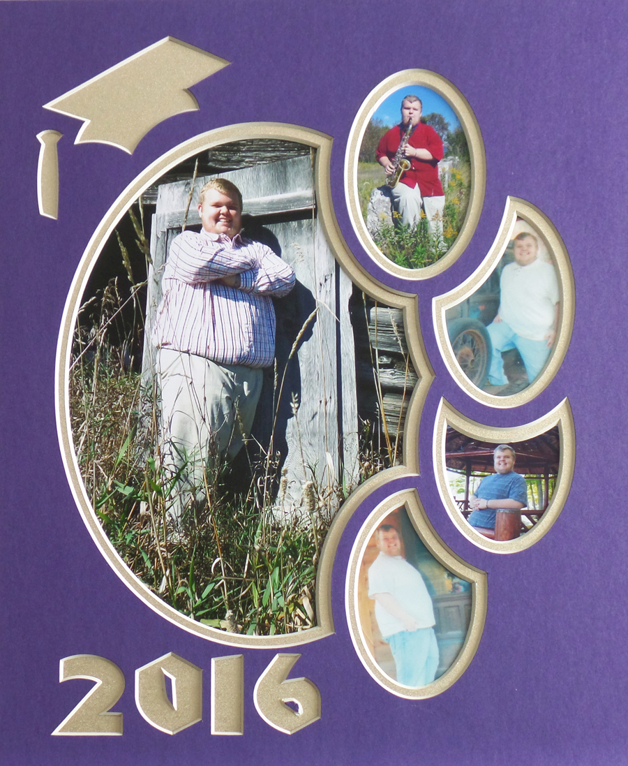 Customizable Double Graduation 2016 Photo Mat Collage Frame Mat 11 x 14