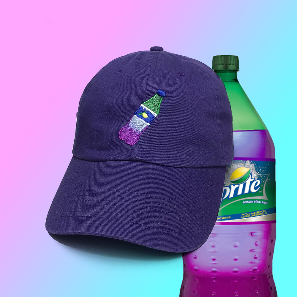 purple baseball cap