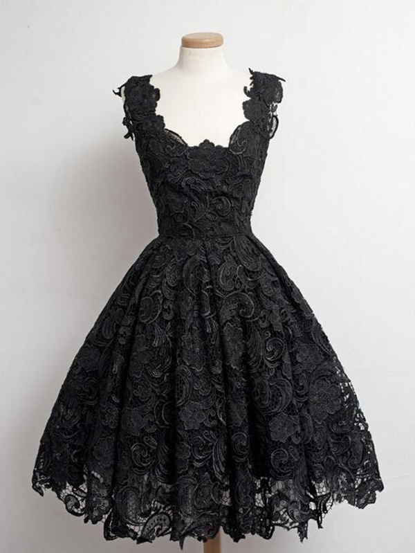 fitted black dress knee length