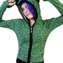♥ *RAWR,DIY GREEN LEOPARD HOODIE WITH EARS ON HOOD ♥