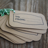 'To' and 'From' Christmas Kraft Tags on Green Baker's Twine