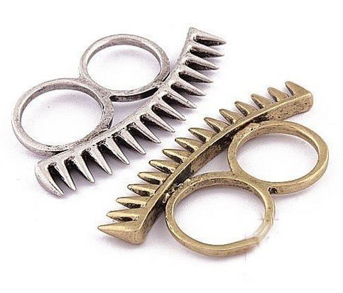 Retro Spikes Double Finger Ring