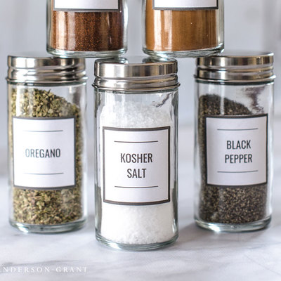 Clean + simple custom spice jar labels