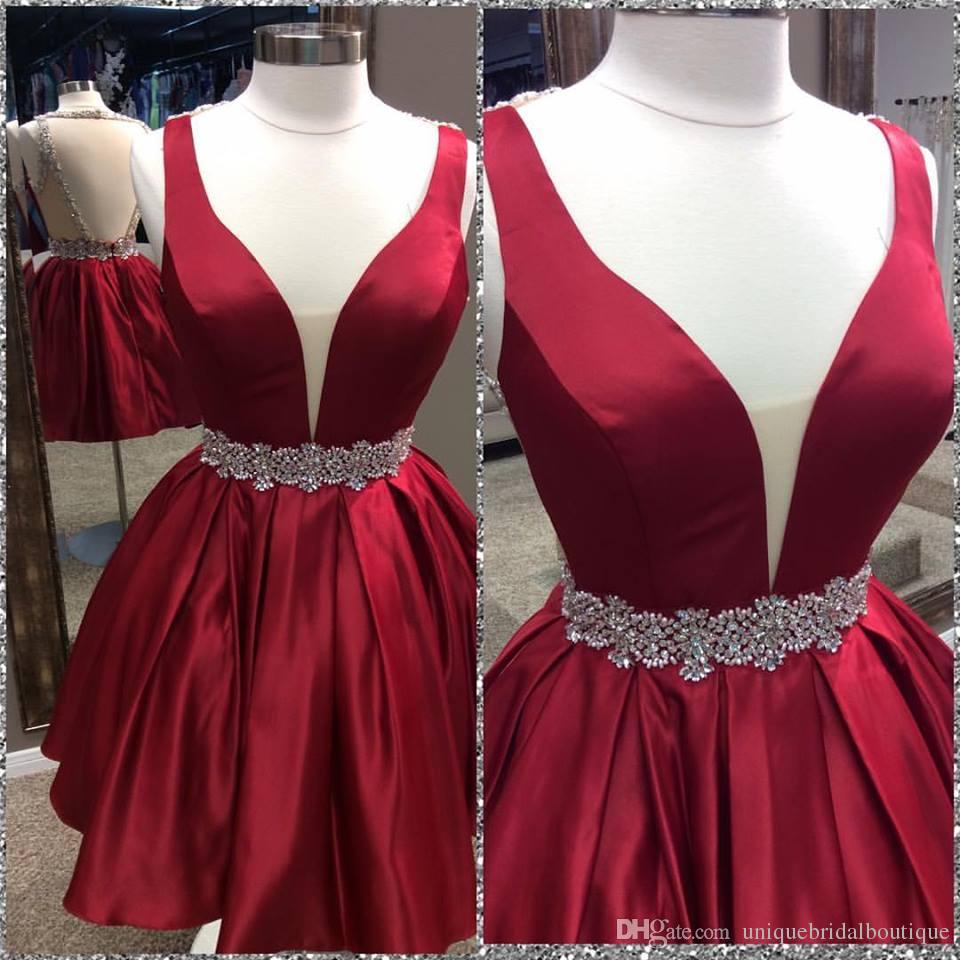 dark red homecoming dresses short
