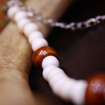 Wood and Glazed Porcelain Simple Necklace