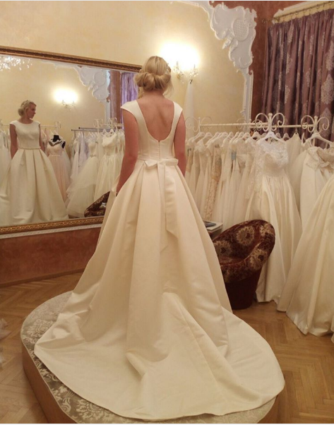 cap sleeve low back wedding dress