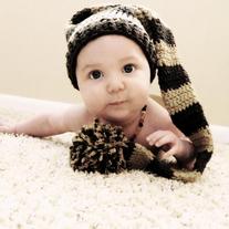 Baby Elf Big Pom Handmade Crochet  Winter Hat Photo Prop 