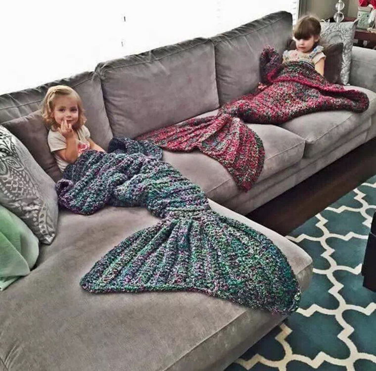 Comfortable handmade mermaid tail blanket, mermaid blanket · of girl