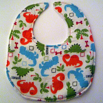 Baby bib (dinosaur fabric, terry cloth back)