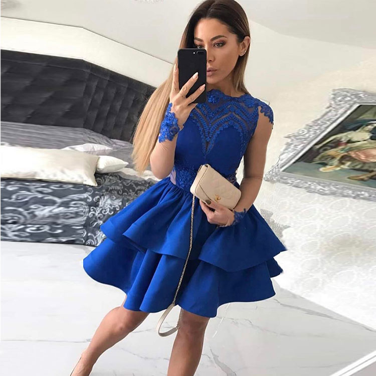 long blue homecoming dresses