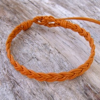 Braided Marigold Adjustable Leather Bracelet