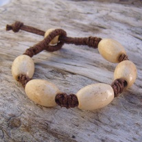 Macrame Brown Hemp Bracelet with Wood Beads