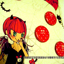 Lolita Red & White Bow Button Pin