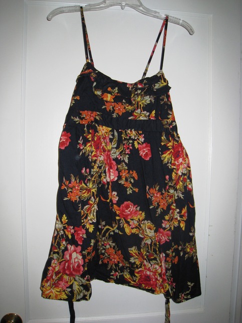 Xhiliration Floral and Navy Dress