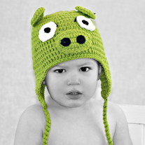 Green Pig Angry Bird Inspired Handmade Crochet Hat 