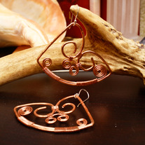 Handmade Copper Wire Heart Earrings