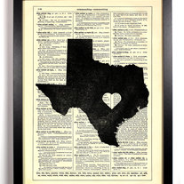 Image of I Love Texas State, Vintage Dictionary Print, 8 x 10