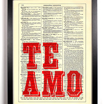Image of Te Amo, Vintage Dictionary Print, 8 x 10