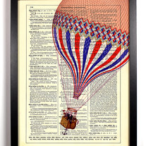 Image of The Drifter, Hot Air Balloon, Vintage Dictionary Print, 8 x 10