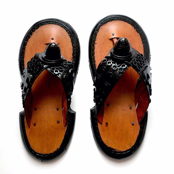 Men's Handmade Leather Traditional Slippers Ghanaian Men's Sandals Shoe Slipper · Ramsjay