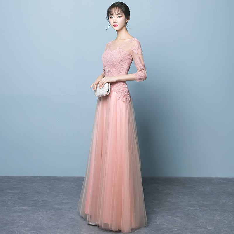 Pink lace long prom dress, long sleeve evening dress Â· of girl Â· Online Store Powered by Storenvy