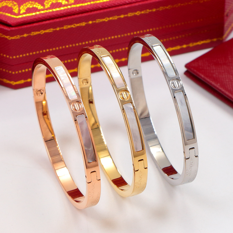 18K rose gold titanium steel permanent ring bracelet The white frilled