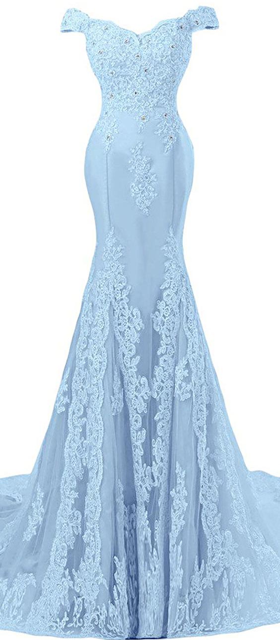 Light Blue Mermaid Prom Dress