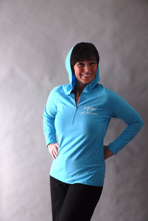 Turquiose 1/2 zip pullover hooded tee, Jr fit