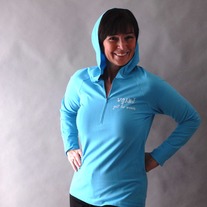 Turquiose 1/2 zip pullover hooded tee, Jr fit