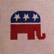 GOP Elephant Ornament Canvas on 18 Mesh