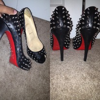 Christian Louboutin  Prive Spikes Peep Toe Pumps Black Size 40.5(US 10.5) 