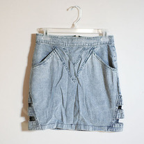 Snow Wash Side Cut Denim Skirt by Motel