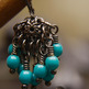 Aqua Turq Gunmetal Filigree and Turquoise Earrings - Thumbnail 1