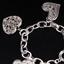 Antiqued Heart Charm Bracelet