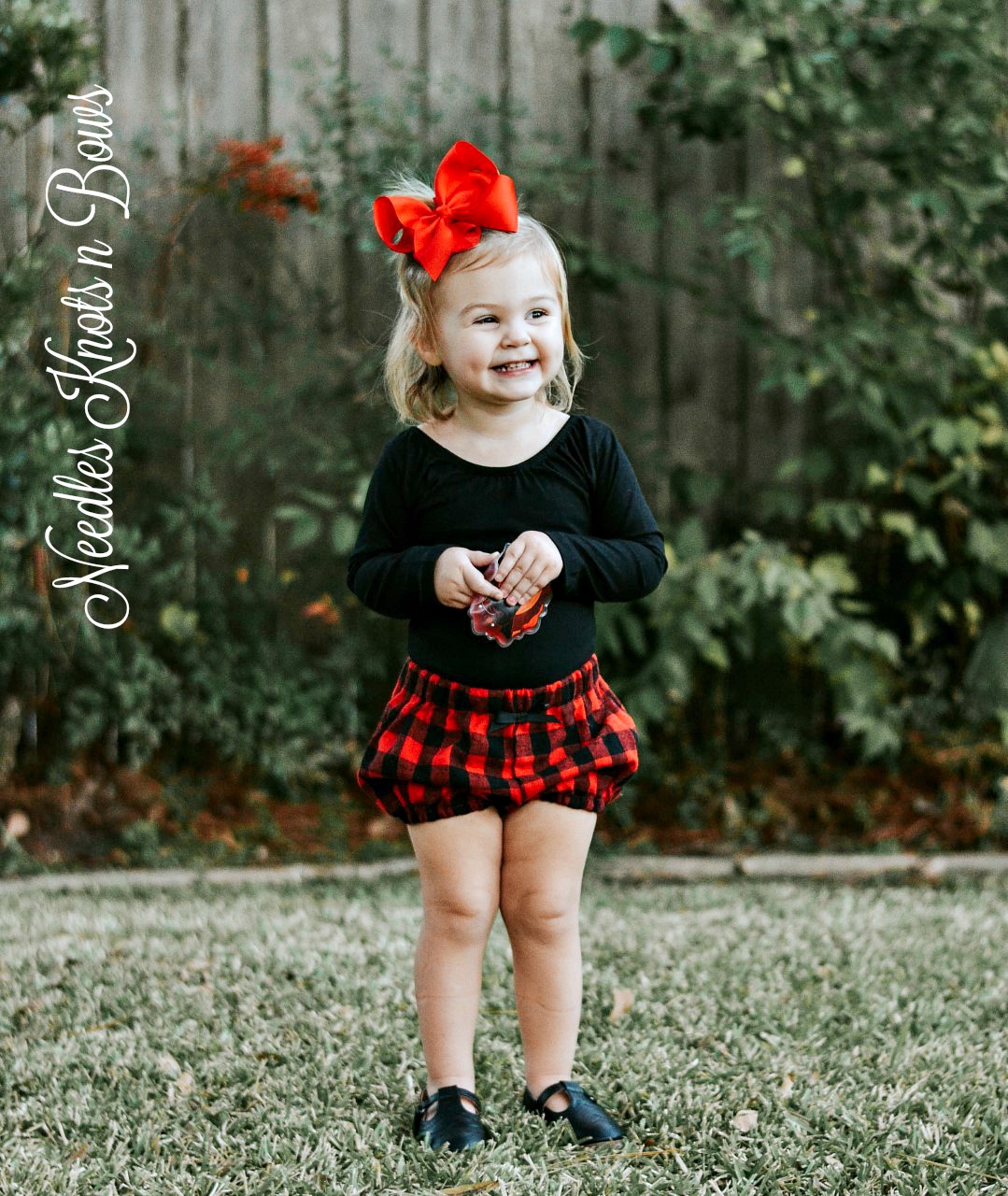 Baby Girls Buffalo Plaid Bloomers, Girls High Waist Plaid Bloomers